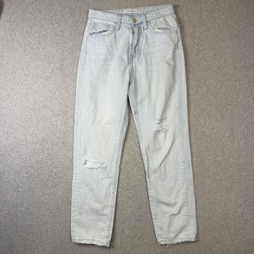 Flying Monkey Women's Size 26 Light Wash Blue Distressed Jeans Cotton